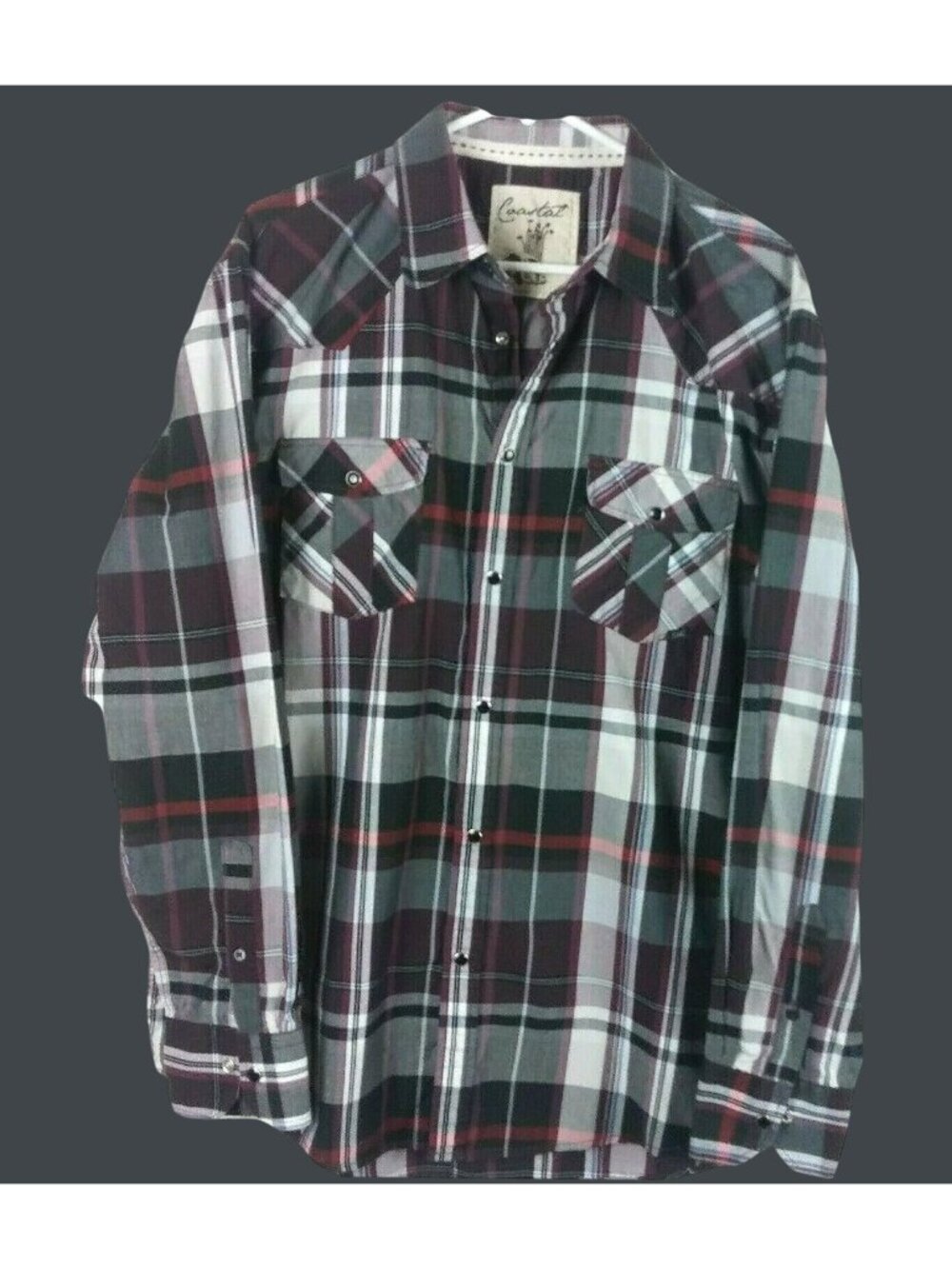 Coastal Plaid Black Pearl Snap Shirt Mens XL Cowboy Western Rockabilly